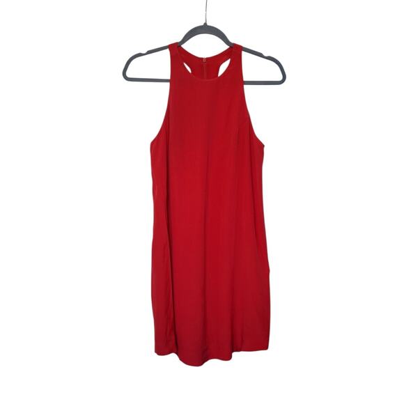 Bella Luxx Crimson Red 100% Silk Halter Relaxed Flowy Tunic Top Blouse, Size XS - Picture 1 of 9